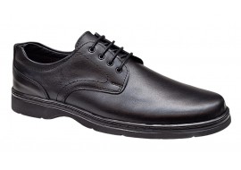 Pantofi barbati casual din piele naturala pe calapod lat Negru GKR5XN